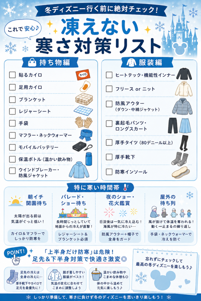 冬ディズニー持ち物チェックリスト|寒さ対策・必需品まとめ