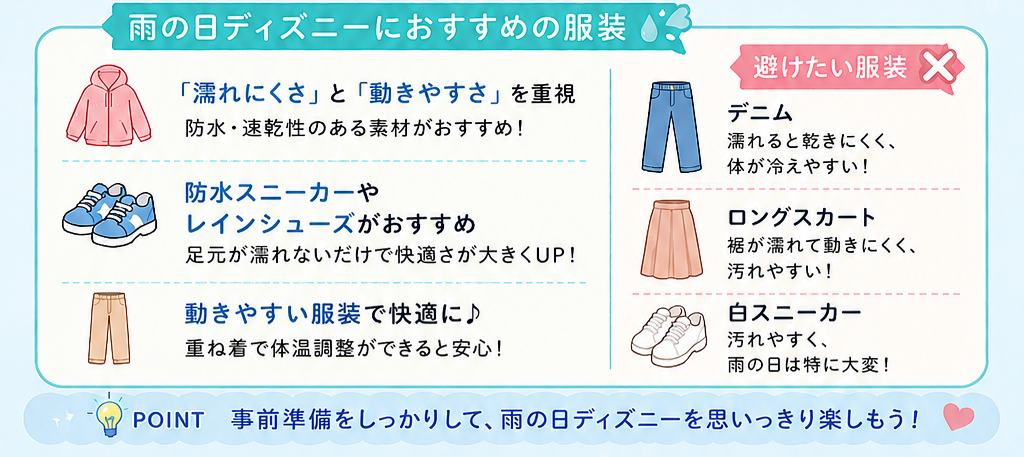 雨の日ディズニーにおすすめの服装